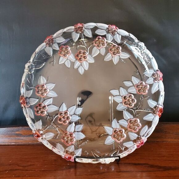 Mikasa Carmen Pattern Pink Flowers Round Serving Tray Plate 12" - Picture 1 of 8